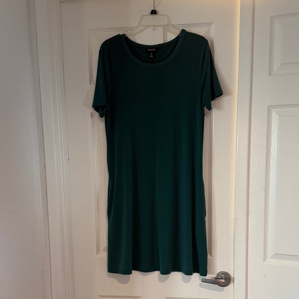 Kenneth Cole Deep Green Midi Dress medium pockets a line